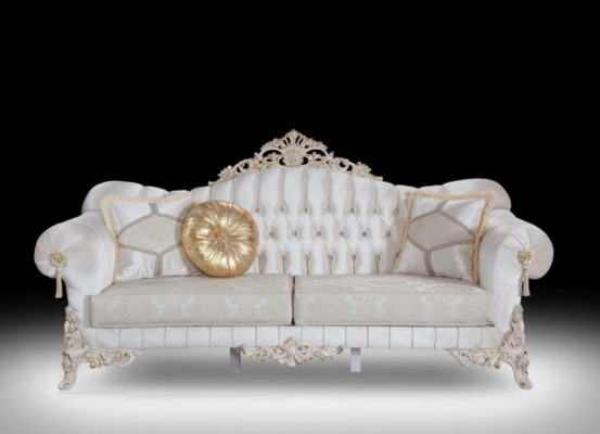 Sofa 3 miejsce do siedzenia Podkładka Włókienniczy Materiał Chesterfield Kanapy Trzyosobowe Nowe