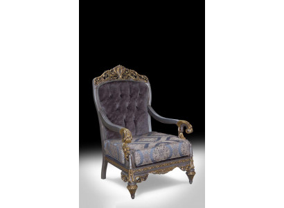 Elegancki klasyczny fotel z ozdobnymi wzorami i designem Chesterfield