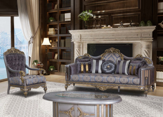 Sofa Chesterfield Fioletowy stolik kawowy Designerska Grupa 3-częściowa. Salon
