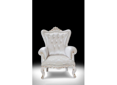 Fotel Biały salon Włókienniczy projekt Chesterfield w stylu włoskim