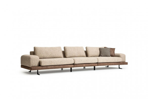 Beżowa pięcioosobowa sofa tapicerowana sofa Włókienniczy kanapa wypoczynkowa do salonu