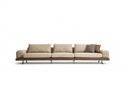 Beżowa pięcioosobowa sofa tapicerowana sofa Włókienniczy kanapa wypoczynkowa do salonu