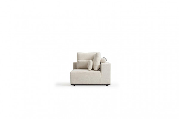 Biała tapicerowana sofa, nowoczesna kanapa, trzyosobowa, meble tekstylne, drewniana rama