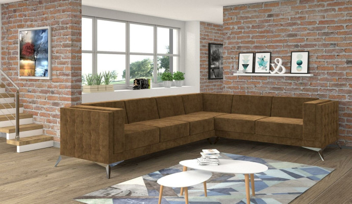 Nowoczesna kanapa materiałowa Narożnikowa w kształcie litery L Podkładka Zestaw narożny Żywy krajobrazowy Couch Sofa
