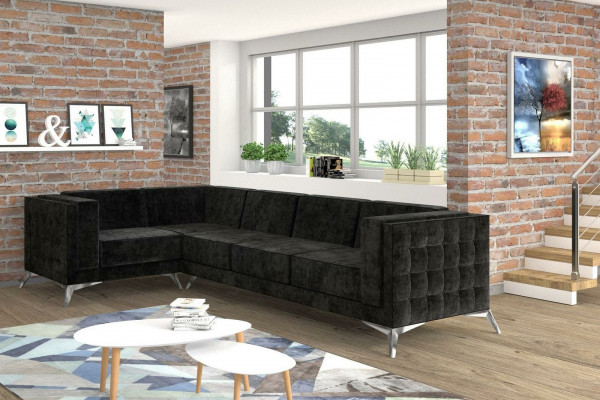 Chesterfield Narożnikowa kanapa L-Shape Material Design Couch Podkładka Siedziba Włókienniczy Sofa Narożnik Nowość