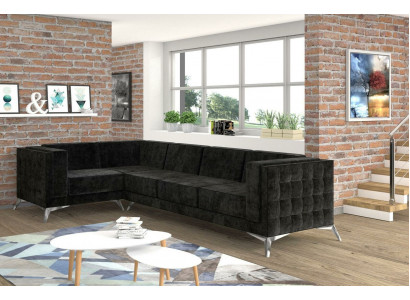 Chesterfield Narożnikowa kanapa L-Shape Material Design Couch Podkładka Siedziba Włókienniczy Sofa Narożnik Nowość