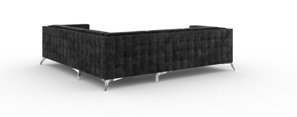 Black Aksamit Design Narożnikowa kanapa Chesterfield Sofa Couch Żywy krajobraz Materiał Siedziba
