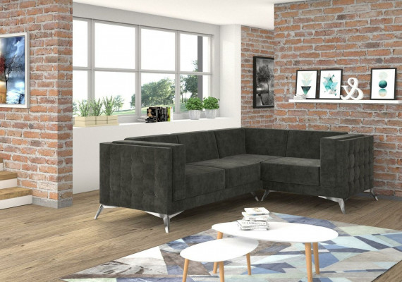 Chesterfield Narożnikowa kanapa L-Shape Material Couch Design Podkładka Siedziba Włókienniczy Sofa Narożnik Nowość
