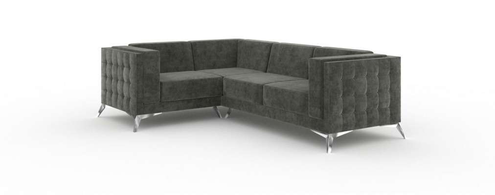 Chesterfield Narożnikowa kanapa L-Shape Material Couch Design Podkładka Siedziba Włókienniczy Sofa Narożnik Nowość