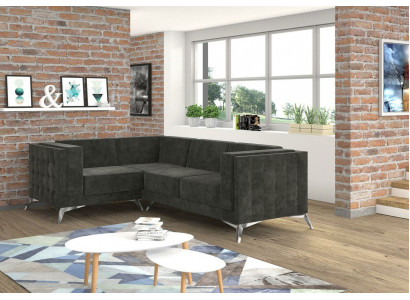 Chesterfield Narożnikowa kanapa L-Shape Material Couch Design Podkładka Siedziba Włókienniczy Sofa Narożnik Nowość