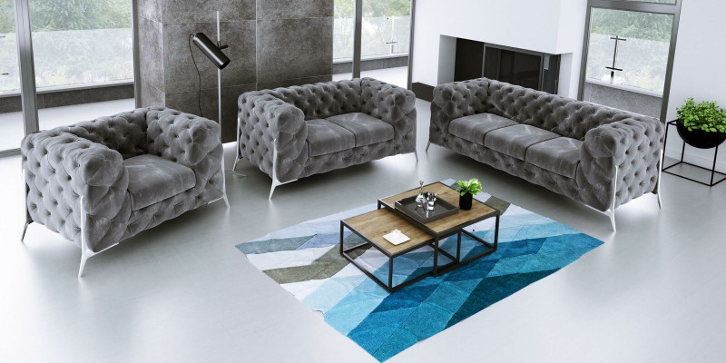 Projektant Chesterfield Zestaw sofowy Sofa Couch Podkładka Zestaw 321 miejsca siedzące Aksamit Set