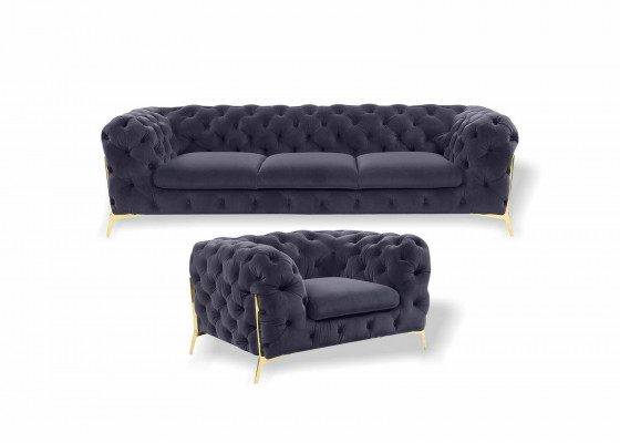 Włochy Meble Zestaw sofowy 3+1 miejsce do siedzenia Design Sofa Podkładka Kanapy Chesterfield