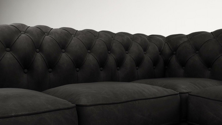 Chesterfield Narożnikowa kanapa L-Shape Material Design Couch Podkładka Siedziba Sofa Włókienniczy
