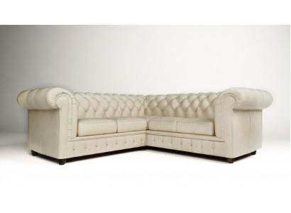 Chesterfield Narożnikowa kanapa L-Shape Material Design Couch Podkładka Siedziba Sofa Włókienniczy