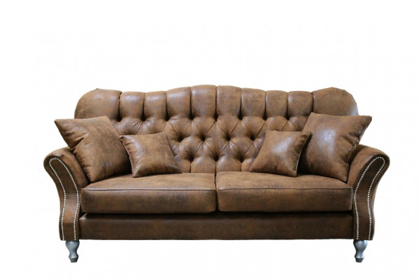 Vintage Chesterfield Zestaw sofowy Couch Podkładka Sofa Skóra 3+1 miejsce do siedzenia Zestaw