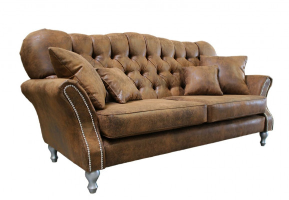 Vintage Chesterfield Zestaw sofowy Couch Podkładka Sofa Skóra 3+1 miejsce do siedzenia Zestaw