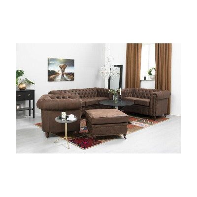 Chesterfield 3+2+1 miejsce do siedzenia Zestaw sofowy + Stołek Kanapa Sofa Skóra Włókienniczy Kanapy