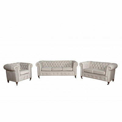 Chesterfield 3+2+1 miejsce do siedzenia Zestaw sofowy + Stołek Kanapa Sofa Skóra Włókienniczy Kanapy