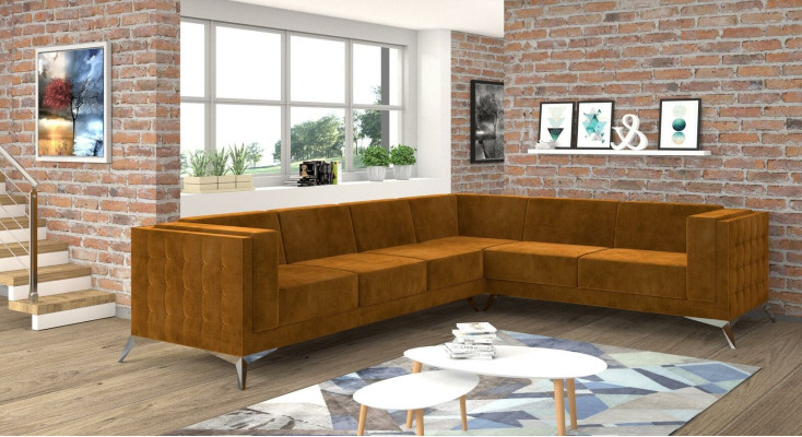 Narożnikowa kanapa Materiałowa kanapa w kształcie litery L Żywy krajobraz Ustawić Design Nowoczesna Sofa