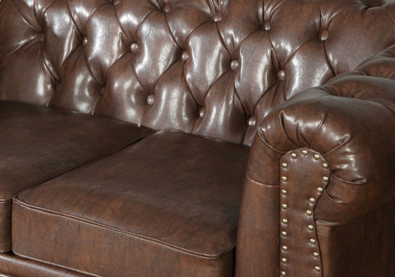 Chesterfield Zestaw sofowy Sofa Couch Podkładka 3 2 miejsce do siedzenia Skóra Sofy Materiał Nowy