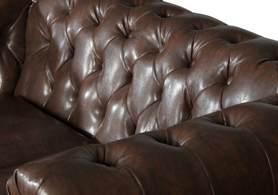Chesterfield Zestaw sofowy Sofa Couch Podkładka 3 2 miejsce do siedzenia Skóra Sofy Materiał Nowy