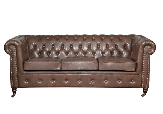 Chesterfield Zestaw sofowy Sofa Couch Podkładka 3 2 miejsce do siedzenia Skóra Sofy Materiał Nowy