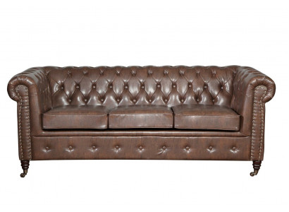 Chesterfield Zestaw sofowy Sofa Couch Podkładka 3 2 miejsce do siedzenia Skóra Sofy Materiał Nowy