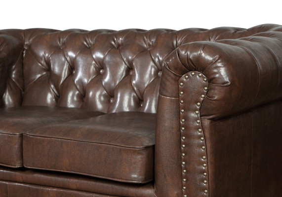 Skórzana sofa Kanapa Zestaw sofowy Zestaw 3+2 miejsce do siedzenia Ustawić Sofa Design Chesterfield