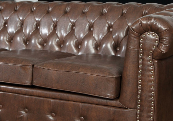 Skórzana sofa Kanapa Zestaw sofowy Zestaw 3+2 miejsce do siedzenia Ustawić Sofa Design Chesterfield