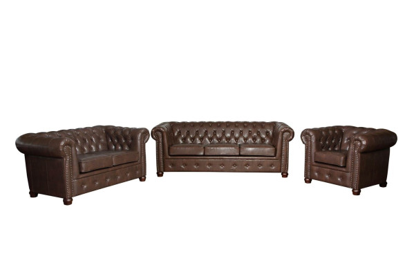 Skórzana sofa Kanapa Zestaw sofowy Zestaw 3+2 miejsce do siedzenia Ustawić Sofa Design Chesterfield