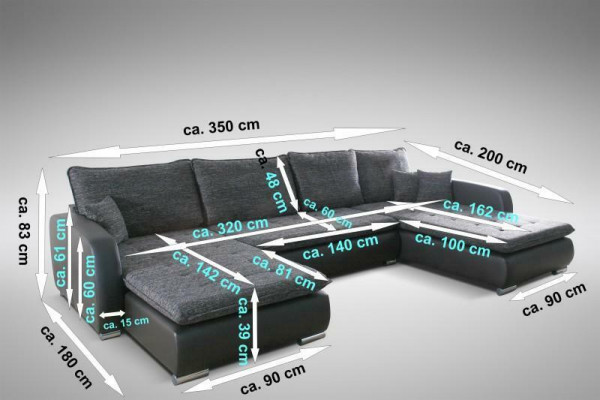 Design Narożnikowa kanapa Kształt U funkcji łóżka Sofa Skóra Włókienniczy Sofa New Żywy krajobraz