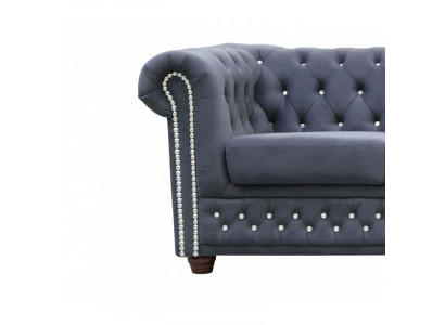 Chesterfield Zestaw sofowy Sofa Podkładka Kryształy Skóra Obcios 3+2 Couch