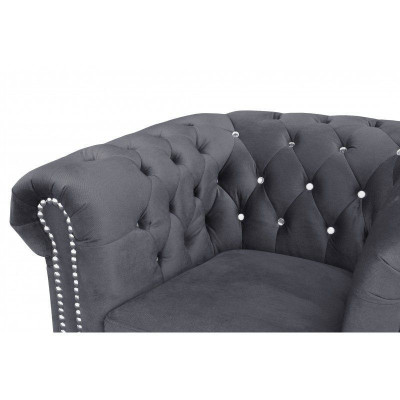 Chesterfield Zestaw sofowy Sofa Podkładka Kryształy Skóra Obcios 3+2 Couch