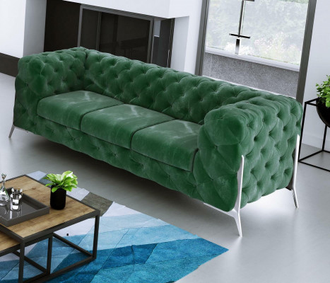 Chesterfield trzyosobowy, komfortowy, designerski pokój dzienny z 3 miejscami do siedzenia na kanapie