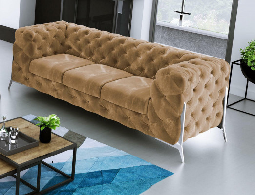 Chesterfield trzyosobowy, komfortowy, designerski pokój dzienny z 3 miejscami do siedzenia na kanapie