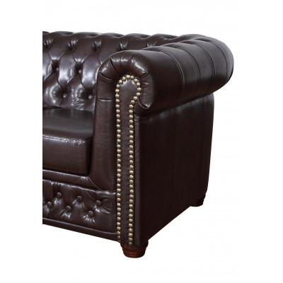 Chesterfield Zestaw sofowy Sofa Podkładka Design Skóra Materiał Obcios 3+2 Couch