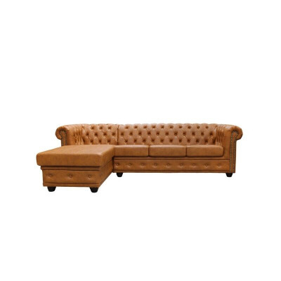 Sofa skórzana Chesterfield Sofa Narożnikowa kanapa Skóra Sofa Ustawić Podkładkę Narożnik Sofy
