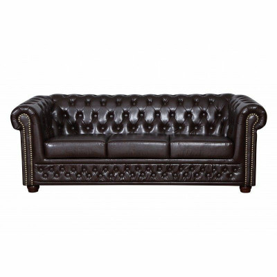 Chesterfield Zestaw sofowy Sofa 3+1 Kanapa Podkładka Zestaw Sofy Kanapy Skóra Meble