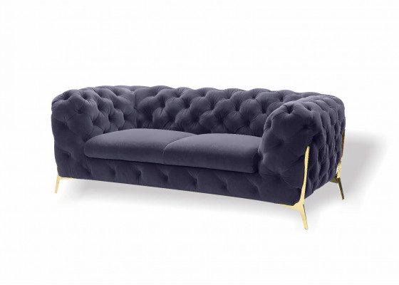 Chesterfield Aksamit Designerska Sofa 2 miejsce do siedzenia Kanapa Włókienniczy Aksamit Ustaw Gold Nogi