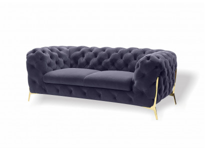 Chesterfield Aksamit Designerska Sofa 2 miejsce do siedzenia Kanapa Włókienniczy Aksamit Ustaw Gold Nogi