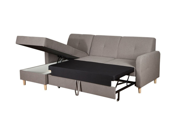 Narożnikowa kanapa Sofa w kształcie litery L Podkładka Modern Włókiennicza funkcja łóżka Grey Material