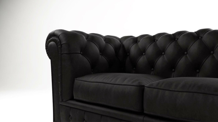 Designerska Sofa Chesterfield 2-osobowa Kanapa Podkładka Skóra Sofy Salon