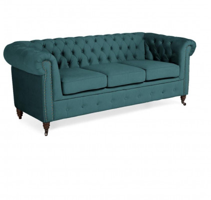 Klasyczna trzyosobowa kanapa Chesterfield Meble Sofa Włókienniczy o eleganckim wyglądzie