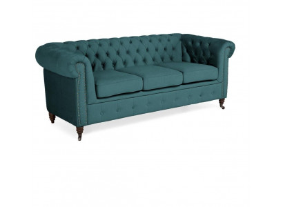 Klasyczna trzyosobowa kanapa Chesterfield Meble Sofa Włókienniczy o eleganckim wyglądzie