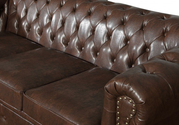 Chesterfield 3 miejsce do siedzenia sofa skórzana kanapa Podkładka Siedziba sofy trzyosobowe