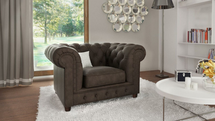 Fotel TV Siedziba Club Lounge Włókienniczy Skóra Elegancki wystrój Chesterfield