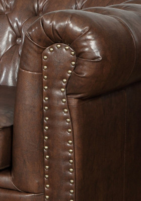 projektant 2 miejsce siedzące Włókienniczy Sofy Kanapy Nowa skórzana sofa Chesterfield Couch
