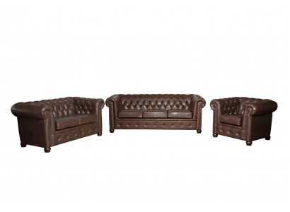 projektant 2 miejsce siedzące Włókienniczy Sofy Kanapy Nowa skórzana sofa Chesterfield Couch
