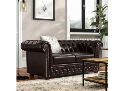 Design Sofa 2 miejsce do siedzenia Kanapa Chesterfield Podkładka Siedziba Ustawić Skóra Włókienniczy Nowość