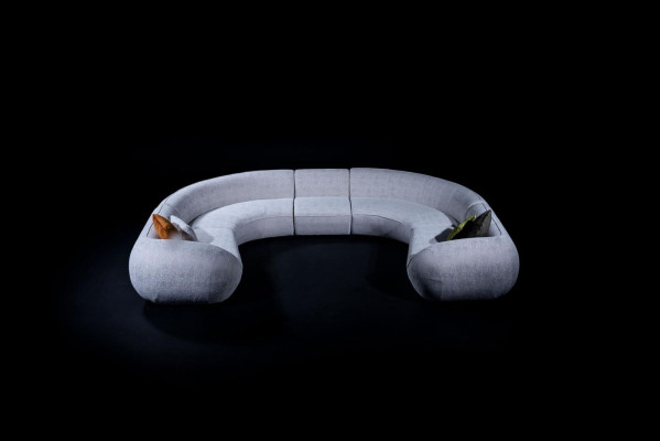 Półokrągły Salon Kształt U Sofa Designerskie Meble Włókiennicze Narożne sofy Stylowe